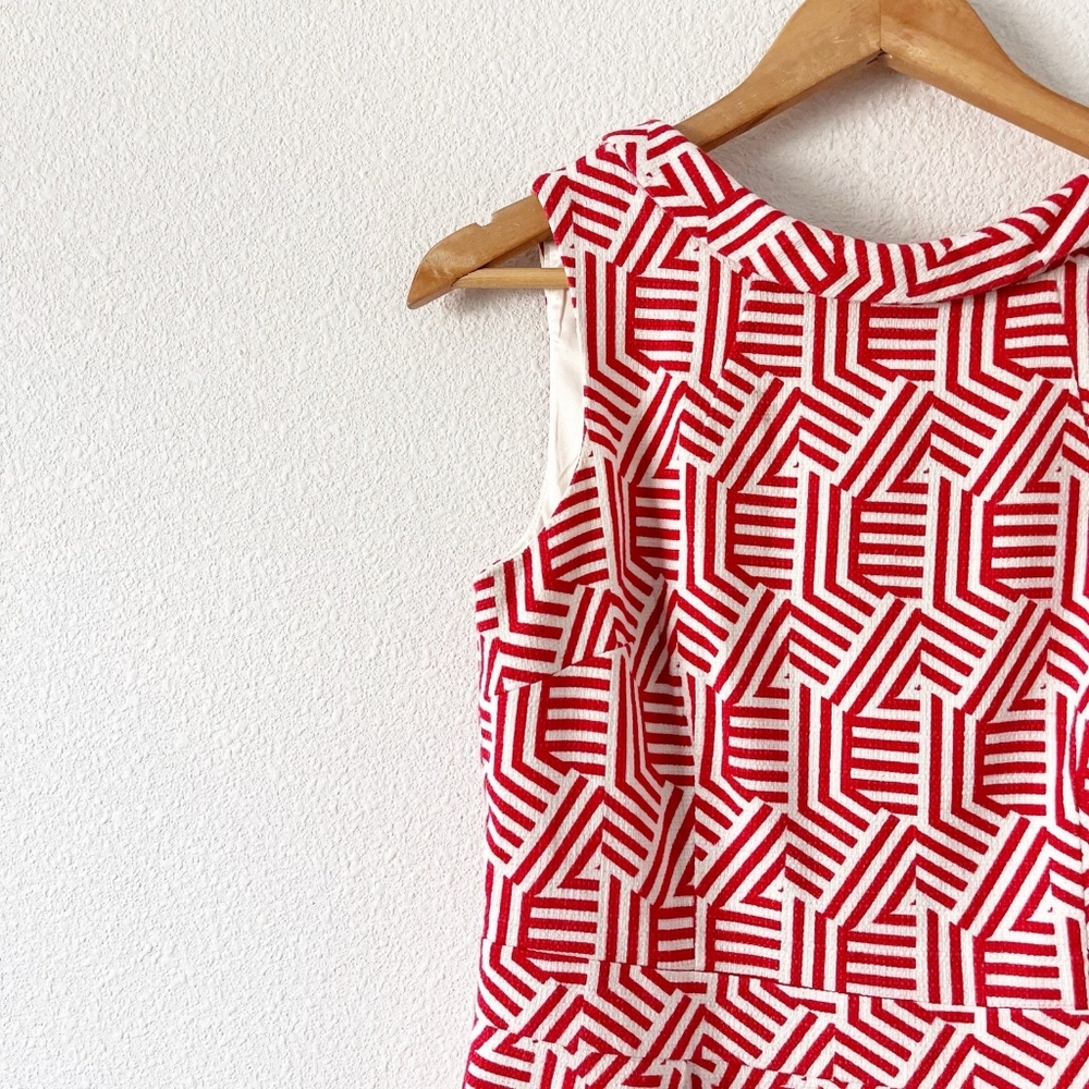 Boden Geometric Red and White Sleeveless Top